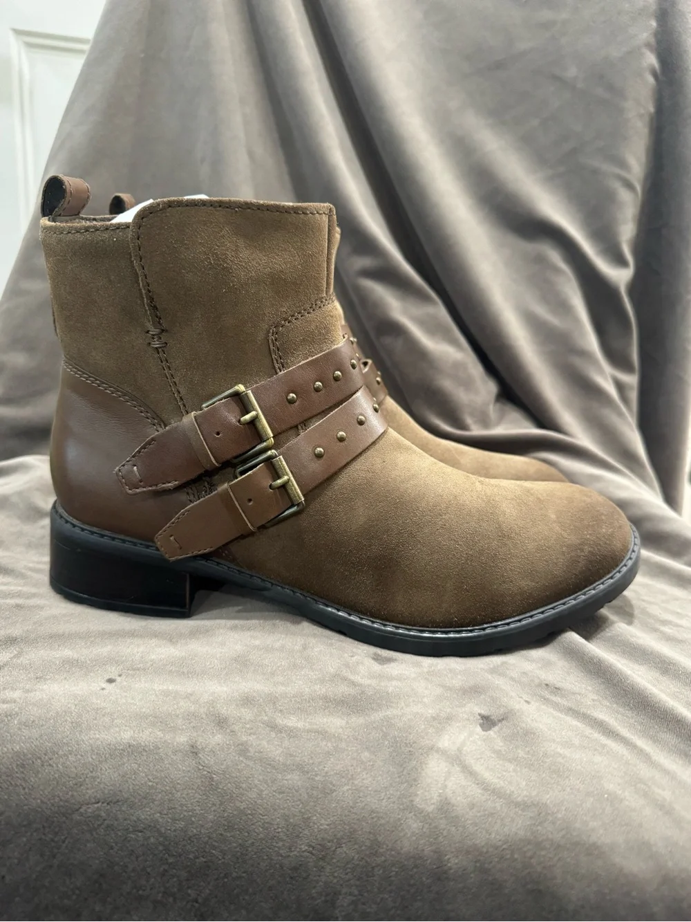Clark’s Women's Brown Suede Buckle Ankle Boots
